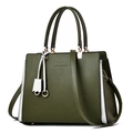 Bolso de mano verde oscuro para mujer con laterales blancos y herrajes dorados - Verde