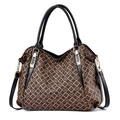 Borsa tote marrone con monogramma, manici neri e tracolla regolabile per signora - Nuvola Nero