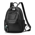 Minimalist black waterproof backpack for women with star charm and multiple zippers - Style C Front Horizontal Zipper