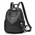 Sac à dos en nylon noir pour femme avec poche frontale zippée et pendentif élégant - Style E Demi-cercle