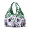 Bolso chic verde menta con estampados florales grises y detalles metálicos plateados - Verde / Lirio