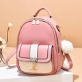 Sac à dos en similicuir rose et beige avec détails matelassés et fermoir tête de souris - Rose
