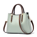 Fashion women's handbag in mint green with dark brown straps and golden metal hardware - Mint Green