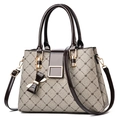 Fashion floral satchel in beige and brown with adjustable strap and bow detail - Light Maple & Coffee