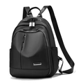 Fashionable black faux leather backpack for women with minimalist waterproof design - Style D Front Vertical Zipper