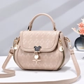 Pink embossed faux leather crossbody bag with iconic Mickey silhouette metal lock - Khaki