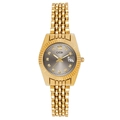 Golden luxury women watch with silver sunray dial and classic metal chain strap - Gold with Grey Dial