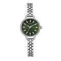 Orologio al quarzo da donna con cinturino a perline argento e quadrante verde su bianco - Cinturino Argentato Quadrante Verde