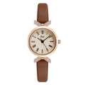 Gedi luxury rose gold watch with bow-shaped diamond lugs and brown leather strap - Rose Gold Case Rose Dial Brown Strap