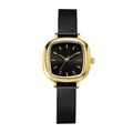 Elegant gold square quartz watch for women with black mesh strap and minimalist black dial - Gold Case Black Dial Black Mesh Strap