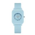 Orologio al quarzo quadrato minimalista in silicone azzurro con quadrante numerico - Cassa Blu Quadrante Blu Cinturino Blu