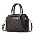 Dark brown tote bag with CKEH letter print, dual handles, and a detachable shoulder strap - CKEH Style Coffee