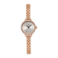 Montre femme élégante en or rose avec bracelet chaîne fine et cadran rond argenté - Bracelet Or Rose Cadran Argenté