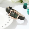 Orologio vintage da donna con quadrante verde smeraldo e cassa rettangolare oro rosa - Verde
