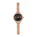 Montre à quartz élégante pour femme avec bracelet chaîne or rose et cadran noir - Boîtier Or Rose Cadran Noir