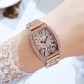 GEDI luxury barrel quartz watch for women with sparkling diamonds and two-tone steel strap - Two-tone (Gold & Silver)