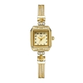 Elegant Gedi gold quartz watch for women with square dial and vintage woven metal strap - Gold Case Gold Dial