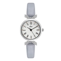 Gedi silver quartz watch with a slim grey glitter leather strap and Roman numerals - Silver Case White Dial Light Grey Strap