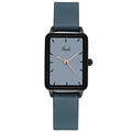 Elegante orologio da donna quadrato al quarzo con cinturino in pelle blu e cassa nera - Cassa Nera Quadrante Blu Grigio (Cinturino in Pelle Blu Grigio) / Blu grigio