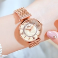 Orologio al quarzo da donna oro rosa con quadrante in madreperla e lunetta di cristalli - Oro rosa