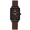 Orologio al quarzo rettangolare vintage con cinturino in pelle marrone e cassa nera - Cassa Nera Quadrante Caffè (Cinturino in Pelle Caffè Scuro) / Caffè Scuro