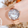 Orologio al quarzo da donna oro rosa con quadrante in marmo grigio e cristalli - Cassa Oro Rosa Quadrante Marrone