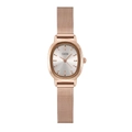 Elegant rose gold oval watch with silver sunray dial and mesh strap for women - Rose Gold Case White Dial Rose Gold Strap
