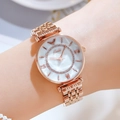 Orologio da donna alla moda in oro rosa con quadrante in madreperla bianca e strass - Cassa Oro Rosa Quadrante Bianco