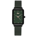 Orologio al quarzo rettangolare con cinturino in pelle verde scuro e cassa nera opaca - Cassa Nera Quadrante Verde (Cinturino in Pelle Verde Scuro) / verde scuro