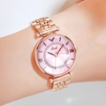 Orologio da donna al quarzo in acciaio oro rosa con quadrante rosa chiaro e cristalli - Cassa Oro Rosa Quadrante Rosa