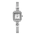 Gedi silver square vintage watch for women with crystal bezel and mesh band - Silver Case White Dial