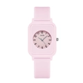 Orologio in silicone rosa macaron con quadrante rotondo e numeri arabi chiari - Cassa Rosa Quadrante Rosa Cinturino Rosa