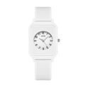 Orologio quadrato minimalista in silicone bianco con numeri arabi e quadrante al quarzo - Cassa Bianca Quadrante Bianco Cinturino Bianco