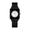 Minimalist square black silicone watch with a white numeric dial and GEDI branding - Black Case White Dial Black Strap
