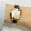 Elegant women's square quartz watch featuring champagne gold case and black mesh strap - Rose Gold Case Rose Gold Dial Black Mesh Strap