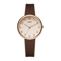 Orologio al quarzo GEDI minimalista con quadrante champagne e cinturino in silicone marrone - Cinturino Caffè Cassa Oro Rosa Quadrante Oro Rosa
