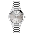 GEDI minimalist women's silver quartz watch with stainless steel strap and sunburst dial - Silver Case White Dial