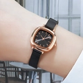 GEDI minimalist square women's watch with black dial and rose gold mesh strap - Rose Gold Case Black Dial Black Mesh Strap