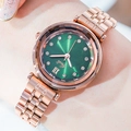 Orologio Gedi oro rosa con quadrante verde soleil e indici in cristallo al polso - Cassa Oro Rosa Quadrante Verde
