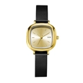 Elegant gold square quartz watch for women with a black Milanese mesh magnetic strap - Gold Case Gold Dial Black Mesh Strap