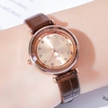 Gedi rose gold women's watch with golden brown sunray dial and brown leather strap - Rose Gold Case Gold Dial Brown Strap