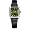 Orologio GEDI da donna con quadrante verde smeraldo e cinturino in pelle nera - Cassa Argentata Quadrante Verde Cinturino Nero