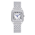 Orologio GEDI lusso quadrato argento da donna con cinturino di diamanti e numeri romani - Quadrante Bianco Cassa Argento Cinturino Argento