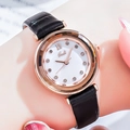Gedi vintage ladies watch featuring rose gold case, white dial, and black leather strap - Rose Gold Case White Dial Black Strap