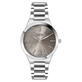 GEDI minimalist silver stainless steel watch with dark grey sunburst dial for women - Silver Case Grey Dial