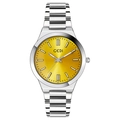 GEDI fashion silver stainless steel quartz watch with vibrant yellow sunray dial - Silver Case Yellow Dial