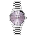 GEDI fashion women's silver stainless steel watch with a purple sunray textured dial - Silver Case Purple Dial