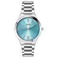 Sleek GEDI women's quartz watch with light blue sunray dial and silver steel band - Silver Case Blue Dial