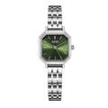 Montre femme octogonale en argent avec cadran vert soleil et bracelet en acier - Boîtier Argenté Cadran Vert Bracelet Argenté