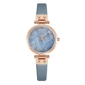 Montre femme GEDI avec boîtier or rose, cadran nacré bleu et bracelet en cuir gris - Cadran Bleu Bracelet Bleu